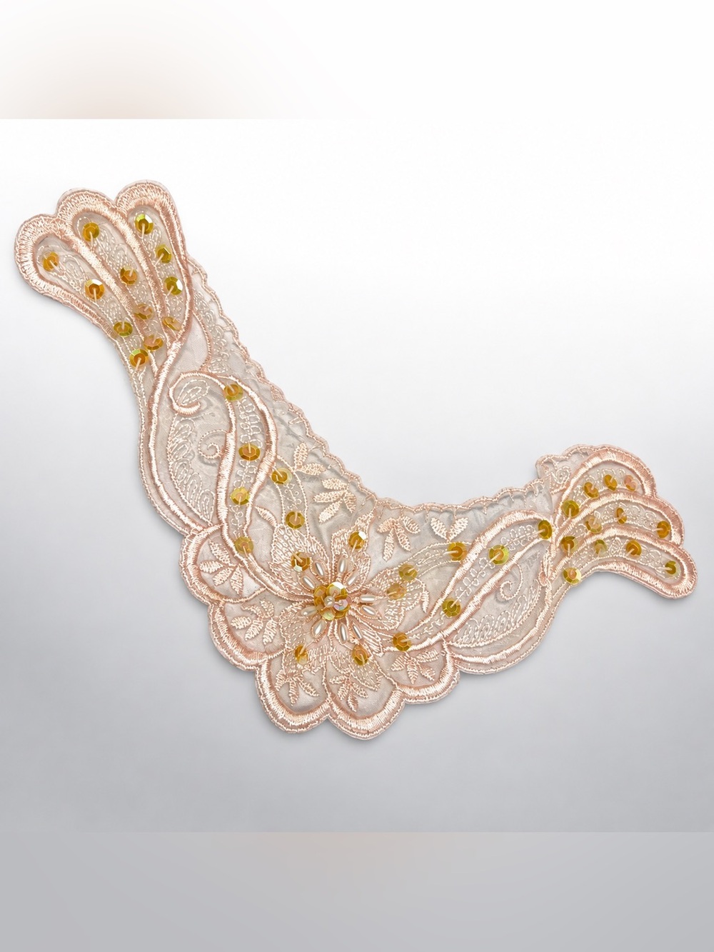 Vintage Lace Appliqué Sequin Floral Paisley Embroidered Sew-On Trim